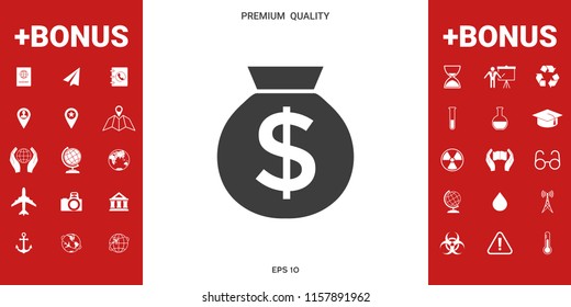 Bag of money icon with dollar symbol