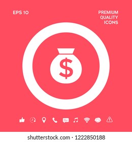 Bag of money icon with dollar symbol. Graphic elements for your design