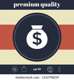 Bag of money icon with dollar symbol. Graphic elements for your design