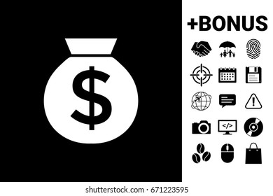 Bag of money icon with dollar symbol
