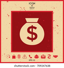 Bag of money icon with dollar symbol