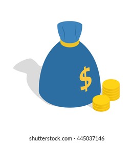 Bag of money icon in isometric 3d style isolated on white background. Finance symbol