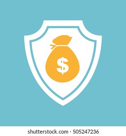 bag of money icon in round shape, vector illustration