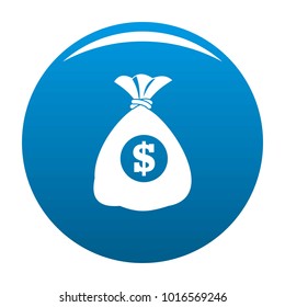 Bag money icon vector blue circle isolated on white background 
