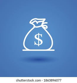 bag with money line icon, outline vector illustration.