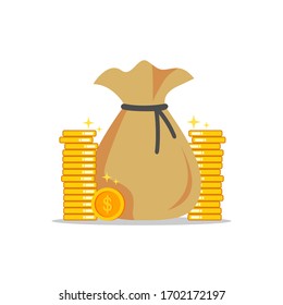 Bag of Money Logo Template, Sack of Money Vector Illustration