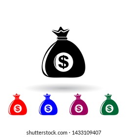 bag with money multi color icon. Elements of finance set. Simple icon for websites, web design, mobile app, info graphics