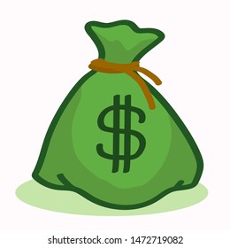 Bag of money on a white background. Vector illustration.