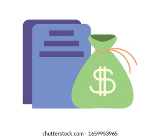 bag with money on white background vector illustration design