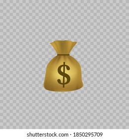 Bag with Money. Realistic Money bag icon. Isolated. Vector