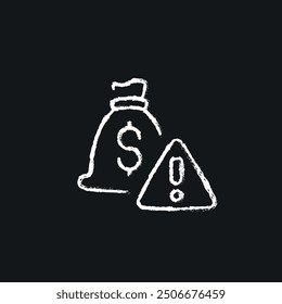 Bag of Money. Risks chalk icon. Vector isolated black illustration.