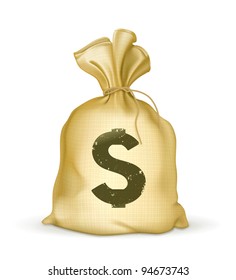 A Bag Of Money Vector Icon. Business And Finance. Dollar Sign