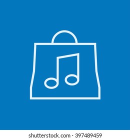 Bag with music note line icon.