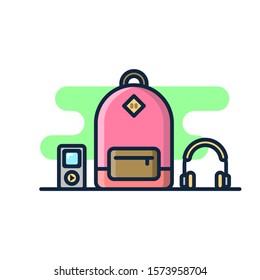 Bag with music player conceptual design idea for sticker, web line page, background and more