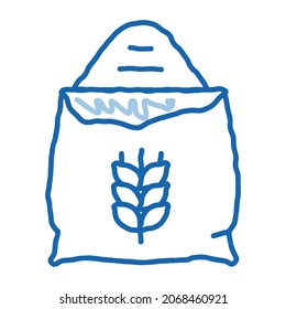 Bag Of Natural Wheat Flour sketch icon vector. Hand drawn blue doodle line art Wheat Bakery Ingredient For Cooking Delicious Cakes And Bread sign. isolated symbol illustration