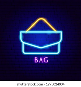 Bag Neon Label. Vector Illustration of Accessories Promotion.