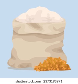 Bag of oat flour on light blue background