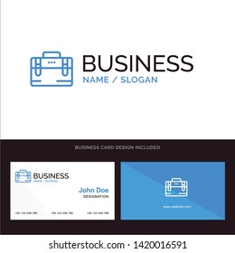 Bag, Office Bag, Working, Motivation Blue Business logo and Business Card Template. Front and Back Design