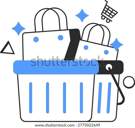 bag on cart illustration for application design and ecommerce website design needs