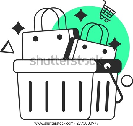 bag on cart illustration for application design and ecommerce website design needs