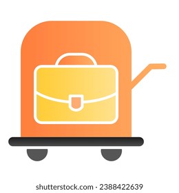 Bag on trolley flat icon. Luggage cart color icons in trendy flat style. Suitcase on cart gradient style design, designed for web and app. Eps 10