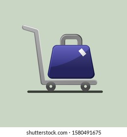 bag on the trolley icon vector, flat design of bag.