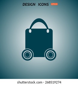 bag on wheels. icon. vector design