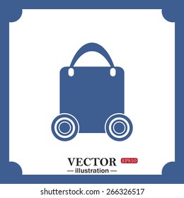 bag on wheels, web icon. vector design