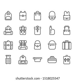 Bag outline icon set.Vector illustration