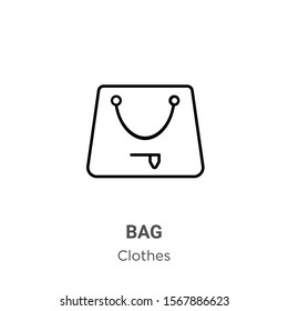 Bag outline vector icon. Thin line black bag icon, flat vector simple element illustration from editable clothes concept isolated on white background