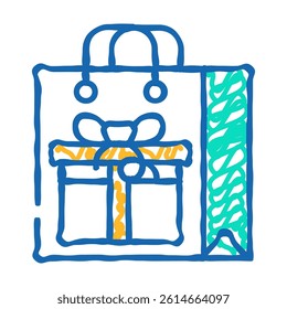 bag package gift doodle icon sketch vector. bag package gift sign. isolated symbol illustration