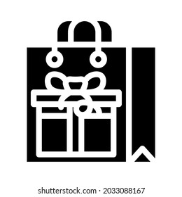 bag package gift glyph icon vector. bag package gift sign. isolated contour symbol black illustration