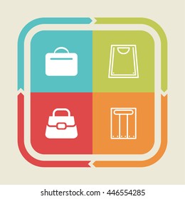 Bag and package icons. Sale pictogram. Fashion vector graphic. Handbag design collection.