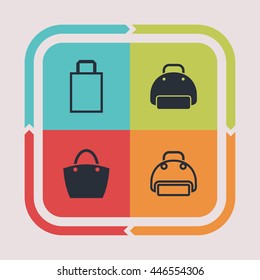 Bag and package icons. Sale pictogram. Fashion vector graphic. Handbag design collection.