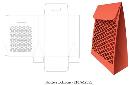 Embalaje de bolsitas con plantilla de corte de taladros de patrón japonés estampado y maquillaje 3D