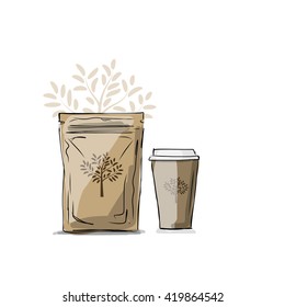 Embalagem de saco e levar xícara de café