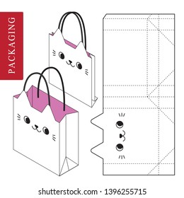 Bag packaging template for wearing.Vector Illustration of packaging.Isolated White Retail Mock up.