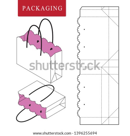 Bag packaging template for wearing.Vector Illustration of packaging.Isolated White Retail Mock up.
