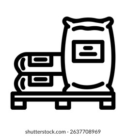 bag pallet cement line icon vector. bag pallet cement sign. isolated contour symbol black illustration