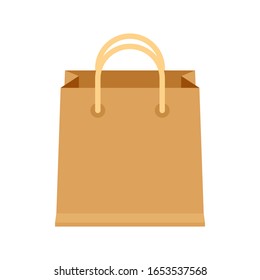 bag paper brown for icon isolated on white, cardboard brown handle bag for retail container, clip art packaging bag brown color, paper bag blank, vector