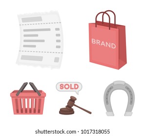 Bag and paper, check, calculation and other equipment. E commerce set collection icons in cartoon style vector symbol stock illustration web.