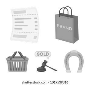 Bag and paper, check, calculation and other equipment. E commerce set collection icons in monochrome style vector symbol stock illustration web.