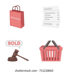 Bag and paper, check, calculation and other equipment. E commerce set collection icons in cartoon style vector symbol stock illustration web.