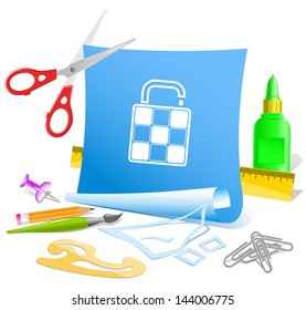 Bag. Paper template. Raster illustration.