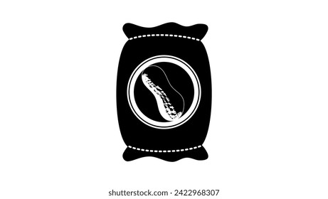 Bag of Peanut, black isolated silhouette