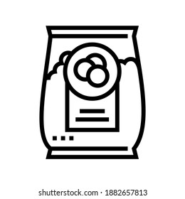 vector de icono de línea de guisantes de bolsa. señal de arvejas de bolsa. símbolo de contorno aislado ilustración negra
