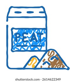 bag of peat doodle icon sketch vector. bag of peat sign. isolated symbol illustration
