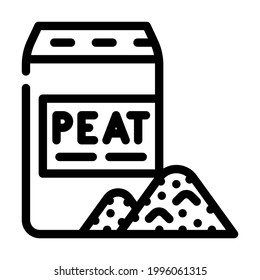 bag of peat line icon vector. bag of peat sign. isolated contour symbol black illustration