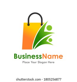 Bag people vector logo template. Suitable for business, web, social , online shop and art