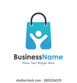 Bag person vector logo template. Suitable for business, online shop, web, social and art